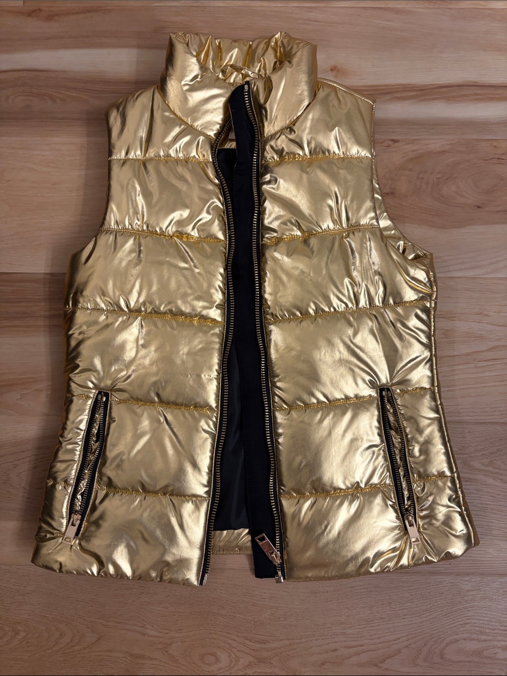 MICHAEL Michael Kors Metallic Gold Quilted Puffer Vest